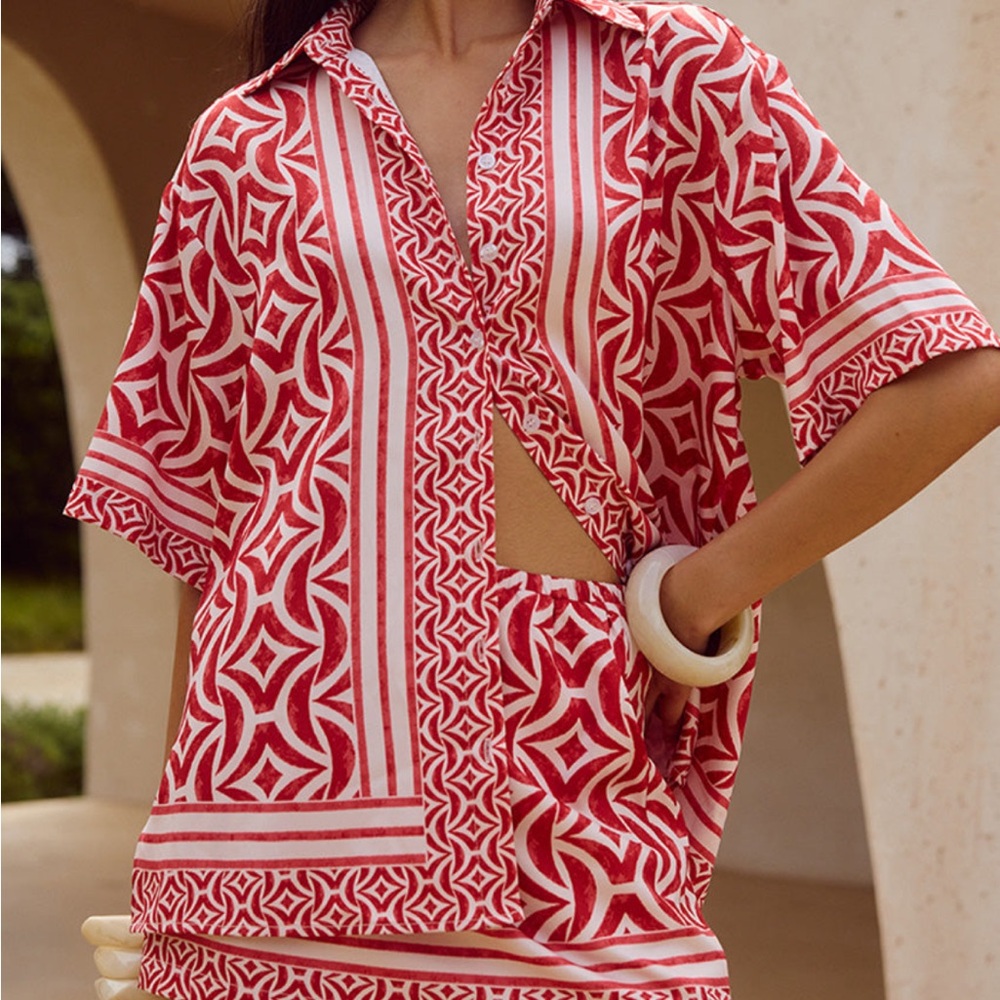 Runaway The Label Red Patterned Women's Swim Cover-Up